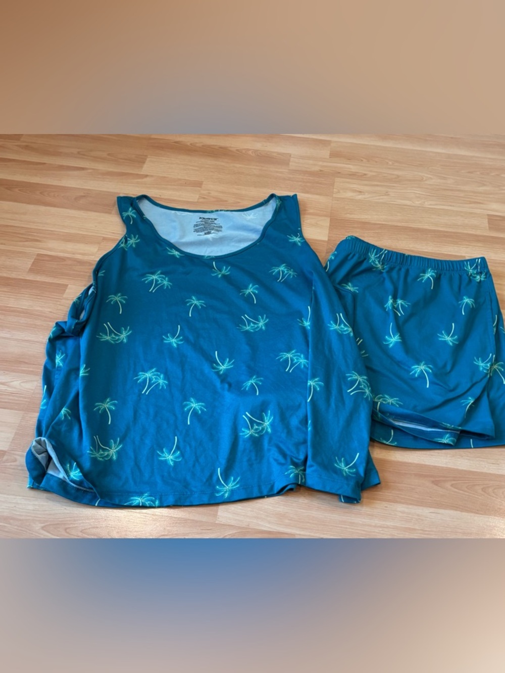 5/$25 Joyspun Pajamas Teal Palm-Print Sleep Tank & Shorts Set